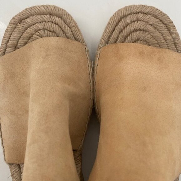 RAG & BONE Calla Dune Tan Suede Buckle Wedge Sandals Sz 37 / US 7-7.5 - Picture 10 of 16